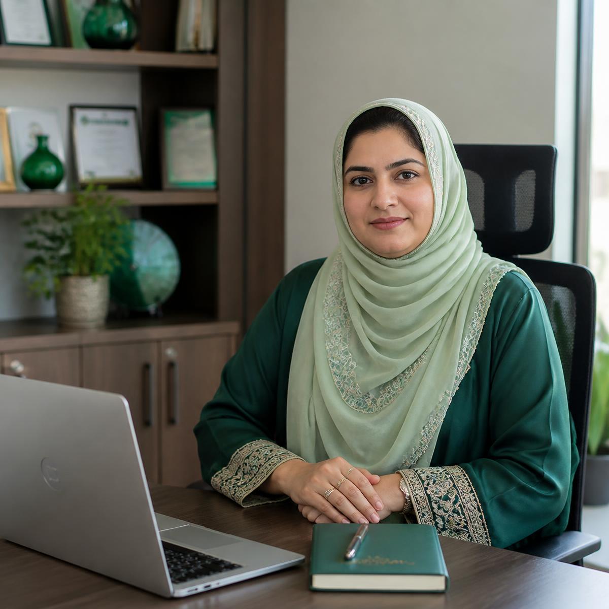 A professional matchmaker working at her desk with a laptop